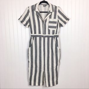 ASOS Linen Striped Short Sleeve Shirt Dress